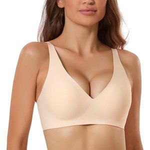 Bras for Women Comfort Wireless Bras No Underwire with Bra Extender-Nude
